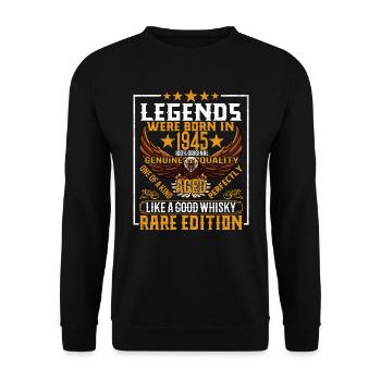 Legenden Wurden 1945 Geboren, Gealtert Wie Whisky - Unisex Pullover - Schwarz - Vorne - Alina (178cm) & Michal (187cm)