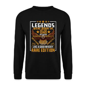 Legenden Wurden 1946 Geboren, Gealtert Wie Whisky - Unisex Pullover - Schwarz - Vorne - Alina (178cm) & Michal (187cm)