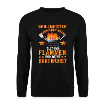 Offizieller Bundes grillmeister Grill & Barbecue - Unisex Pullover - Schwarz - Vorne - Alina (178cm) & Michal (187cm)