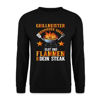 Offizieller Bundes grillmeister Grill & Barbecue - Unisex Pullover - Schwarz - Vorne - Alina (178cm) & Michal (187cm)