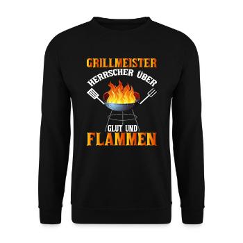 Offizieller Bundes grillmeister Grill & Barbecue - Unisex Pullover - Schwarz - Vorne - Alina (178cm) & Michal (187cm)