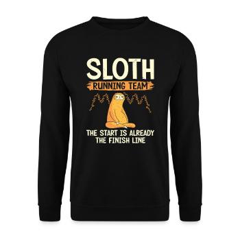 Sloth Running Team Runner Marathon Trail - Unisex Sweatshirt - black - Front - Alina (178cm) & Michal (187cm)
