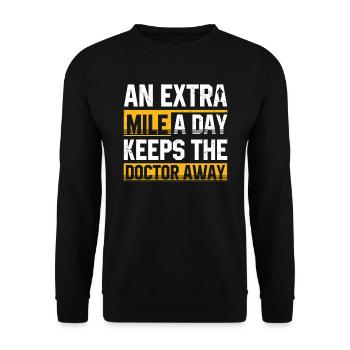 Un kilomètre supplémentaire par jour éloigne le médecin - Sweat-shirt Unisexe - noir - Devant - Alina (178cm) & Michal (187cm)