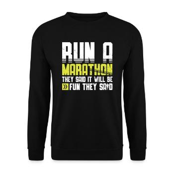 Run A Marathon They Said It Will Fun They Said - Unisex Pullover - Schwarz - Vorne - Alina (178cm) & Michal (187cm)