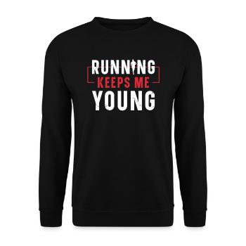 Running Keeps Me Young Runner Marathon Trail - Unisex Sweatshirt - black - Front - Alina (178cm) & Michal (187cm)