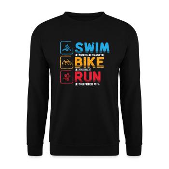 Natation Cyclisme Course Triathlon Athlète - Sweat-shirt Unisexe - noir - Devant - Alina (178cm) & Michal (187cm)