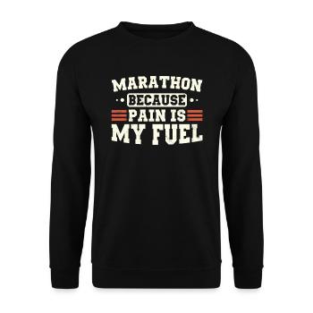 Marathon parce que la douleur est mon carburant Marathon - Sweat-shirt Unisexe - noir - Devant - Alina (178cm) & Michal (187cm)