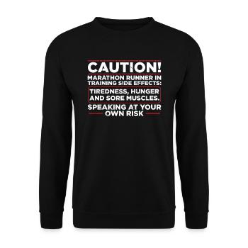 Prudence! Marathonien en formation Coureur - Sweat-shirt Unisexe - noir - Devant - Alina (178cm) & Michal (187cm)