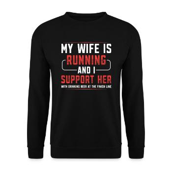 Ma femme court et je la soutiens avec - Sweat-shirt Unisexe - noir - Devant - Alina (178cm) & Michal (187cm)