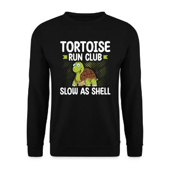 Tortoise Running Club Langsam wie eine Muschel - Unisex Pullover - Schwarz - Vorne - Alina (178cm) & Michal (187cm)