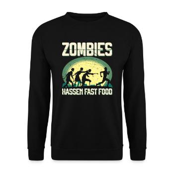 Zombie Hate Fast Food Runner Marathon Vêtements - Sweat-shirt Unisexe - noir - Devant - Alina (178cm) & Michal (187cm)