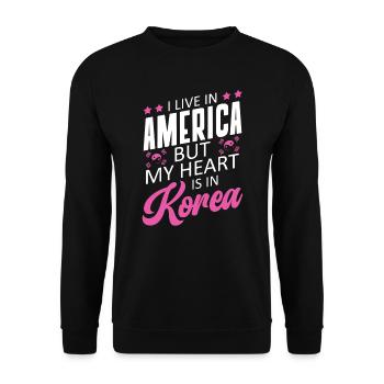 I live in America, but my heart is in Korea - Unisex Sweatshirt - black - Front - Alina (178cm) & Michal (187cm)