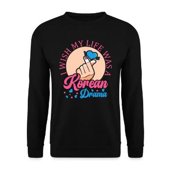 J’aimerais que ma vie soit coréenne - Sweat-shirt Unisexe - noir - Devant - Alina (178cm) & Michal (187cm)