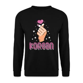 Korean Love Sign Korean Beloved - Unisex Sweatshirt - black - Front - Alina (178cm) & Michal (187cm)