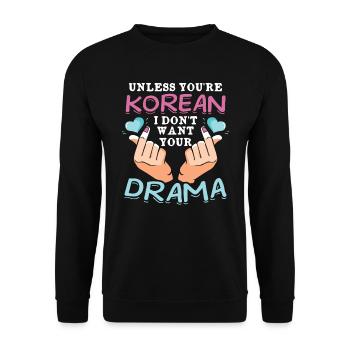Es Sei Denn, Du Bist Koreaner, Dann Will Ich - Unisex Pullover - Schwarz - Vorne - Alina (178cm) & Michal (187cm)