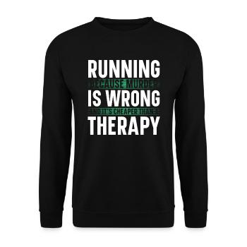 Laufen, weil Mord falsch ist - Unisex Pullover - Schwarz - Vorne - Alina (178cm) & Michal (187cm)