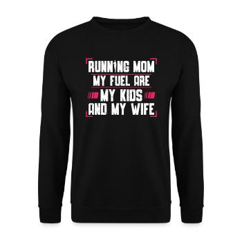 Mère qui court Mon carburant, ce sont mes enfants - Sweat-shirt Unisexe - noir - Devant - Alina (178cm) & Michal (187cm)