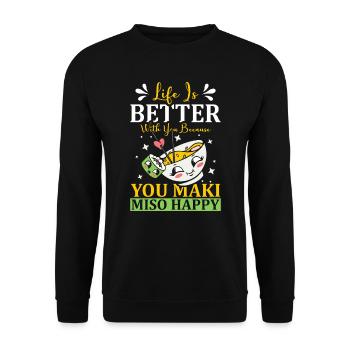 You Maki Miso Happy Ramen Lover Japan - Unisex Sweatshirt - black - Front - Alina (178cm) & Michal (187cm)