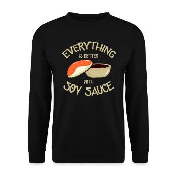 Alles Ist Besser Sushi-liebhaber Japan - Unisex Pullover - Schwarz - Vorne - Alina (178cm) & Michal (187cm)