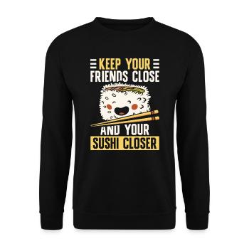 Gardez vos amis proches des amateurs de sushis Japon - Sweat-shirt Unisexe - noir - Devant - Alina (178cm) & Michal (187cm)