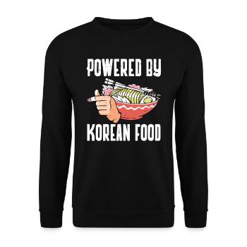 Powered By Korean Food Korean - Unisex Sweatshirt - black - Front - Alina (178cm) & Michal (187cm)