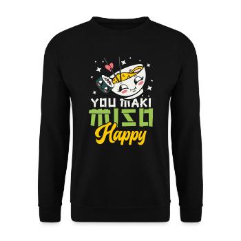 Sie Maki Miso Glücklich Ramen Liebhaber Japan - Unisex Pullover - Schwarz - Vorne - Alina (178cm) & Michal (187cm)