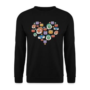 Sushi Herz Sushi-liebhaber Japan Japanisches Essen - Unisex Pullover - Schwarz - Vorne - Alina (178cm) & Michal (187cm)