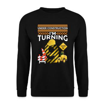 I will be 9 9th birthday construction theme party - Unisex Sweatshirt - black - Front - Alina (178cm) & Michal (187cm)