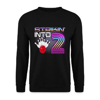Striking Into 2 Bowling Bowler 2. Geburtstag - Unisex Pullover - Schwarz - Vorne - Alina (178cm) & Michal (187cm)
