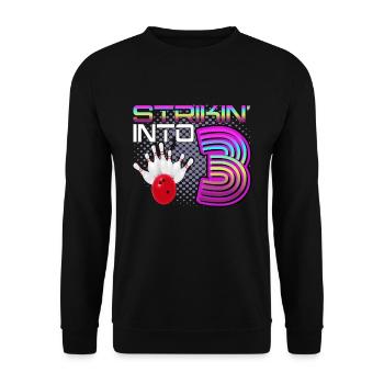 Striking Into 3 Bowling Bowler 3. Geburtstag - Unisex Pullover - Schwarz - Vorne - Alina (178cm) & Michal (187cm)