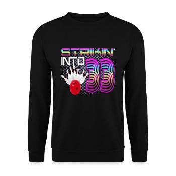 Striking Into 33 Bowling Bowler 33. Geburtstag - Unisex Pullover - Schwarz - Vorne - Alina (178cm) & Michal (187cm)