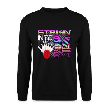 Striking Into 34 Bowling Bowler 34. Geburtstag - Unisex Pullover - Schwarz - Vorne - Alina (178cm) & Michal (187cm)