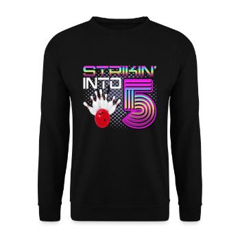 Hitting In 5 Bowling Bowlers 5th Birthday Party - Unisex Sweatshirt - black - Front - Alina (178cm) & Michal (187cm)