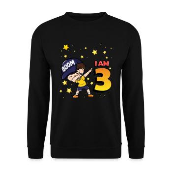 Boom I'm 3 | Birthday Boy | 3rd Birthday Party - Unisex Pullover - Schwarz - Vorne - Alina (178cm) & Michal (187cm)