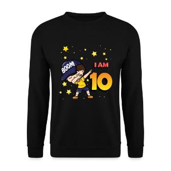 Boom I'm 10 | Birthday Boy | 10th Birthday Party - Unisex Sweatshirt - black - Front - Alina (178cm) & Michal (187cm)