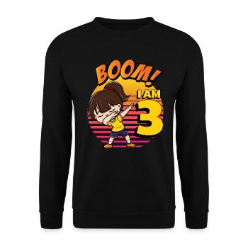 Boom I'm 3 | Birthday Girl | 3rd Birthday Party - Unisex Pullover - Schwarz - Vorne - Alina (178cm) & Michal (187cm)