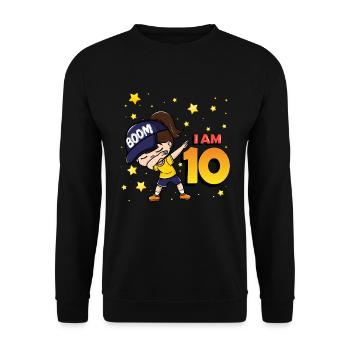 Boom I'm 10 | Birthday Girl | 10th Birthday Party - Unisex Sweatshirt - black - Front - Alina (178cm) & Michal (187cm)