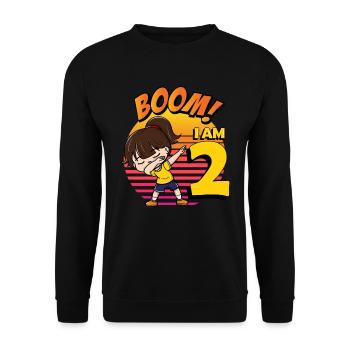 Boom J’ai 2 | Birthday Girl | Fête d’anniversaire 2nd - Sweat-shirt Unisexe - noir - Devant - Alina (178cm) & Michal (187cm)