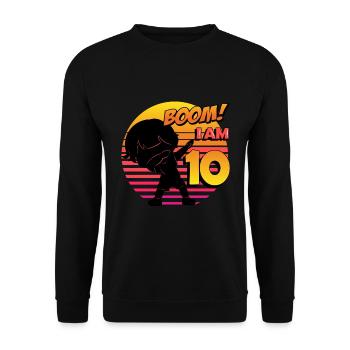 Boom I'm 10 | Birthday Boy | 10th Birthday Party - Unisex Sweatshirt - black - Front - Alina (178cm) & Michal (187cm)