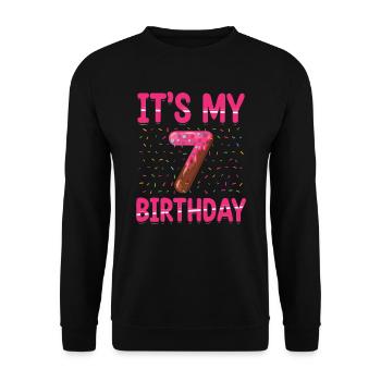 It's My 7th Birthday | Sprinkles Theme | - Unisex Sweatshirt - black - Front - Alina (178cm) & Michal (187cm)