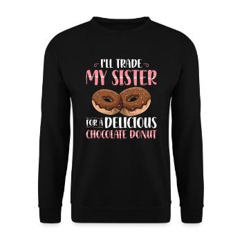 J’échange ma sœur contre des beignets | Beignet - Sweat-shirt Unisexe - noir - Devant - Alina (178cm) & Michal (187cm)