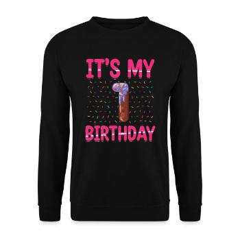 C’est mon 1er anniversaire | | du thème Sprinkles - Sweat-shirt Unisexe - noir - Devant - Alina (178cm) & Michal (187cm)