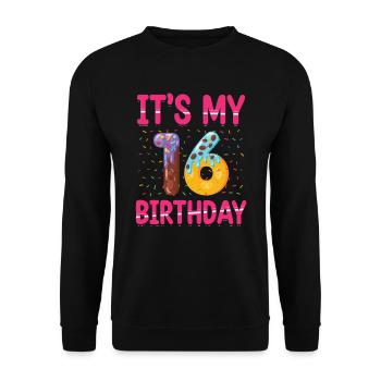 C’est mon 16e anniversaire | Saupoudrer des | à thème - Sweat-shirt Unisexe - noir - Devant - Alina (178cm) & Michal (187cm)