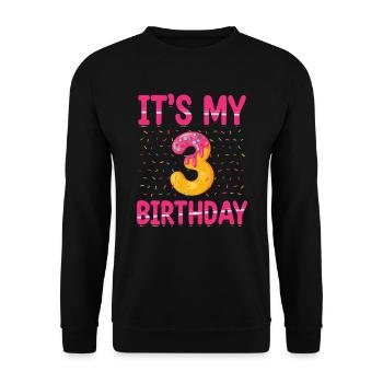 C’est mon 3e anniversaire | | du thème Sprinkles - Sweat-shirt Unisexe - noir - Devant - Alina (178cm) & Michal (187cm)