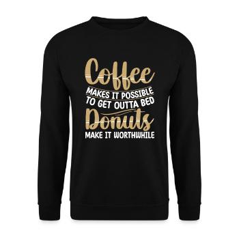 Le café rend possible | T-shirt pour les amateurs de beignets - Sweat-shirt Unisexe - noir - Devant - Alina (178cm) & Michal (187cm)
