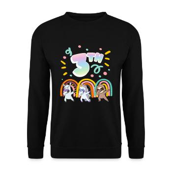 3rd Birthday Dabbing Llama Unicorn Sloth | 3rd - Unisex Sweatshirt - black - Front - Alina (178cm) & Michal (187cm)