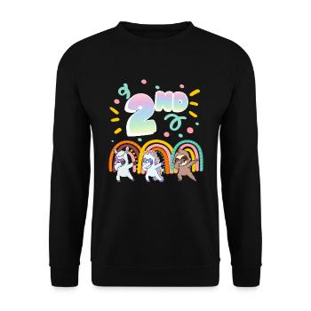 2nd Birthday Dabbing Llama Unicorn Sloth | 2nd - Unisex Sweatshirt - black - Front - Alina (178cm) & Michal (187cm)