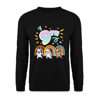 9th Birthday Dabbing Llama Unicorn Sloth | 9. - Unisex Sweatshirt - black - Front - Alina (178cm) & Michal (187cm)