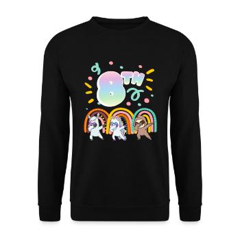 8th Birthday Dabbing Llama Unicorn Sloth | 8. - Unisex Sweatshirt - black - Front - Alina (178cm) & Michal (187cm)