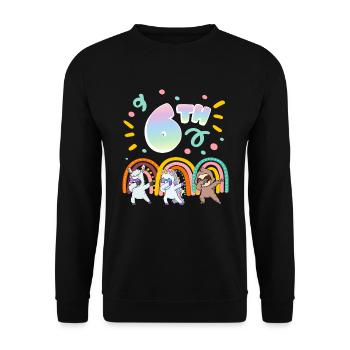 6th Birthday Dabbing Llama Unicorn Sloth | 6. - Unisex Sweatshirt - black - Front - Alina (178cm) & Michal (187cm)